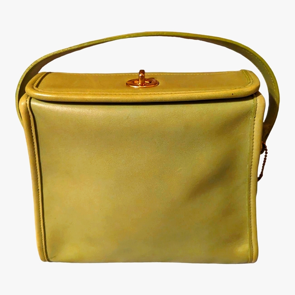 NWOT Vintage Coach Kiwi Green Top Handle  “Geometric Bag” Turn-lock Closu…